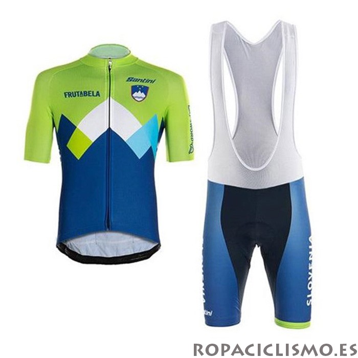 2020 Maillot Eslovenia Tirantes Mangas Cortas Verde Azul